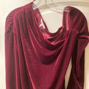 Reiss red velvet one shoulder dress